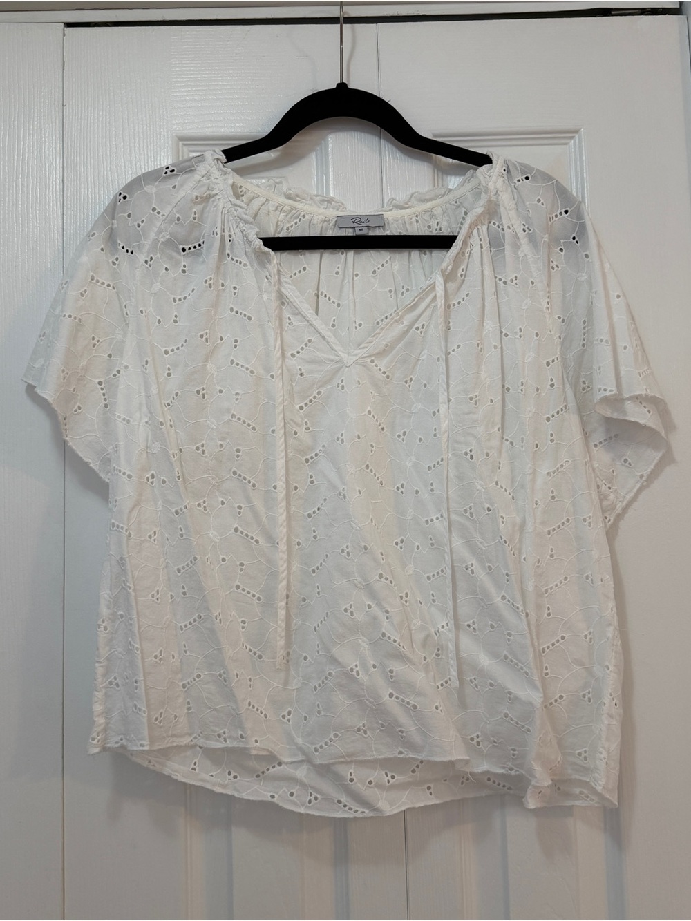 Rails White Eyelet Peasant Blouse